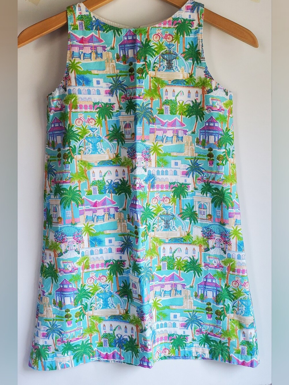 Girls A-line Cotton Sleeveless Beach Resort Print Dress Size 10/12 Custom
